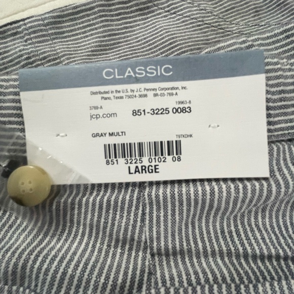 Liz Claiborne Linen Cotton Classic Striped Gray Capri Pants Large - Picture 4 of 13